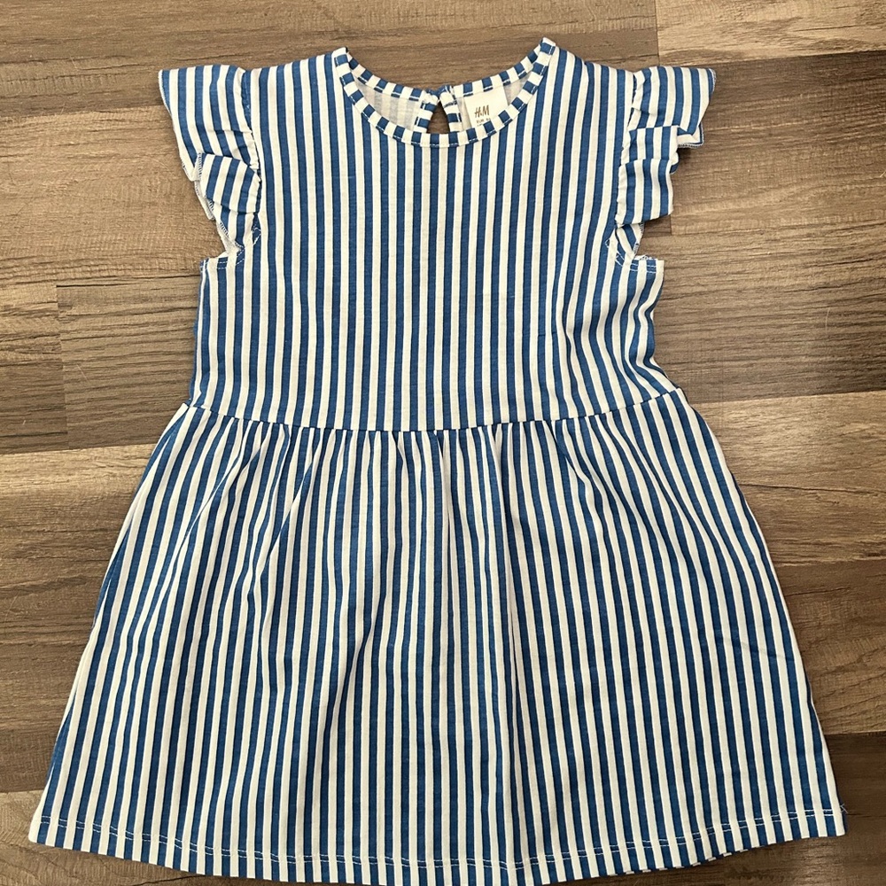 H&M Blue and White Ruffled Tiered Sundress